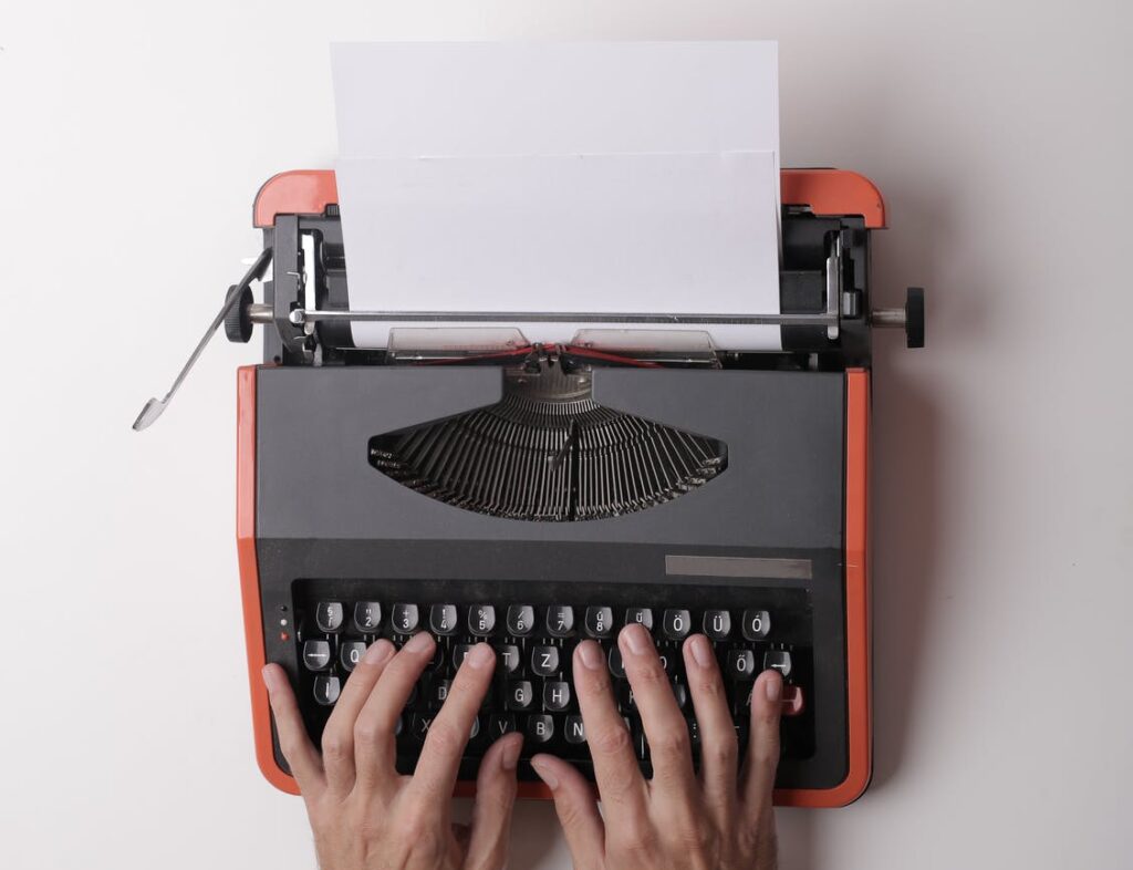 writing on a typewriter